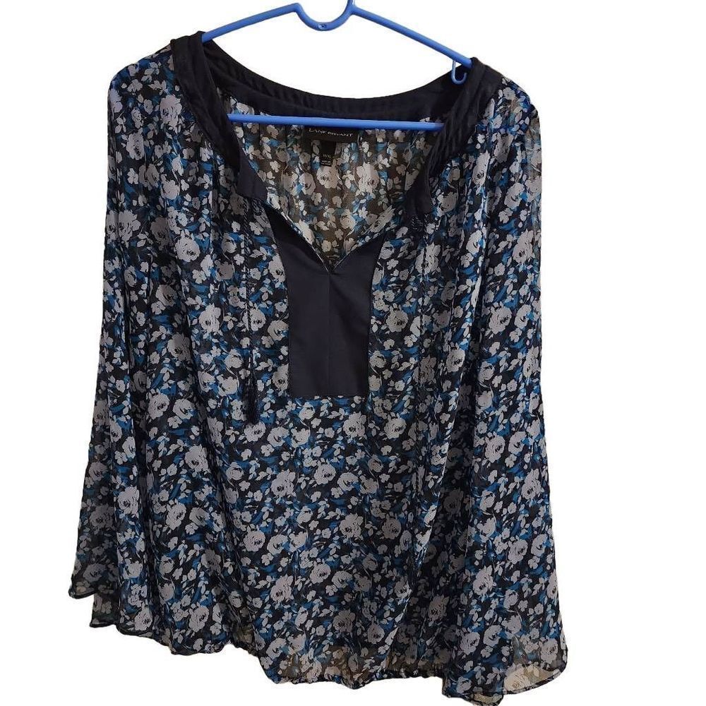 Lane Bryant NWOT 14/16 Long Sleeve Sheer Floral Blouse